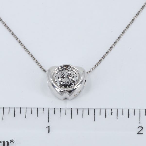 18K Solid White Gold Cuban Link Chain Necklace with Pendant 18" 3.8 Grams
