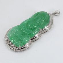 Load image into Gallery viewer, 18K Solid White Gold Diamond Jade Guan Yin Pendant 2.25&quot;

