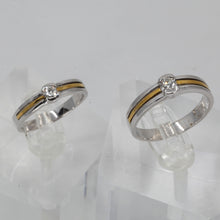 將圖片載入圖庫檢視器 Platinum 18K Two Tone Diamond Couple Wedding Rings Band D0.10 CT, D0.18 CT
