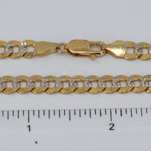將圖片載入圖庫檢視器 18K Solid Two Tone Yellow White Gold Flat Stone Cut Cuban Link Chain 22&quot; 32.4 Grams
