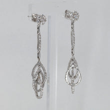 將圖片載入圖庫檢視器 18K Solid White Gold Diamond Hanging Flower Stud Earrings D2.38 CT
