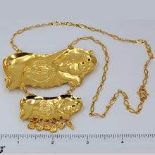 將圖片載入圖庫檢視器 24K Solid Yellow Gold Wedding Pig Piglets Chain Necklace 16.7 Grams 17.5&quot;
