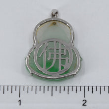 Load image into Gallery viewer, 14K Solid White Gold Buddha Jade Pendant 5.4 Grams
