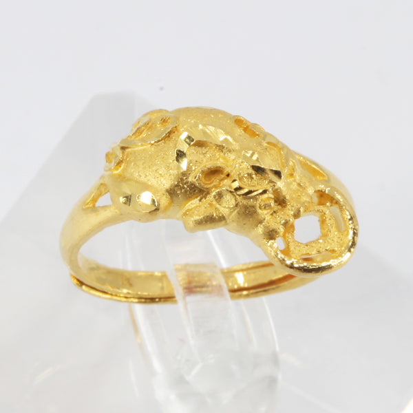 24K Solid Yellow Gold Fortune 金錢蟾蜍 Adjustable Ring 5.9 Grams