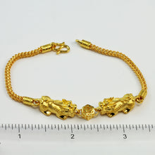 Load image into Gallery viewer, 24K Solid Yellow Gold Double Pi Xiu Pi Yao 貔貅 Bracelet 19.8 Grams
