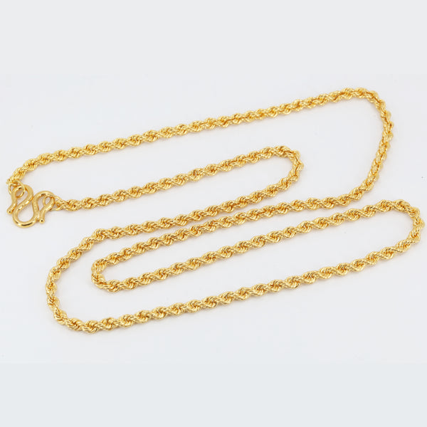 24K Solid Yellow Gold Rope Chain 39.4 Grams 24" 9999