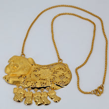 Load image into Gallery viewer, 24K Solid Yellow Gold Wedding Pig Piglets Chain Necklace 23.9 Grams 17.5&quot;
