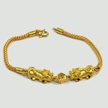 Load image into Gallery viewer, 24K Solid Yellow Gold Double Pi Xiu Pi Yao 貔貅 Bracelet 19.8 Grams
