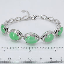 Load image into Gallery viewer, 18K Solid White Gold Diamond Jade Bracelet 0.41CT

