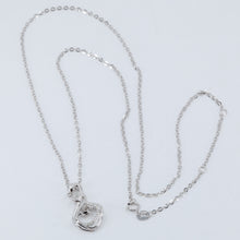 將圖片載入圖庫檢視器 18K Solid White Gold Round Link Chain Necklace with Diamond Swan Pendant 16&quot; - 18&quot; D0.082CT
