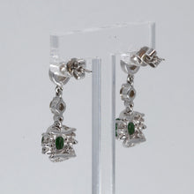 Load image into Gallery viewer, 18K White Gold Diamond Green Jade Hanging Earrings D2.12 CT
