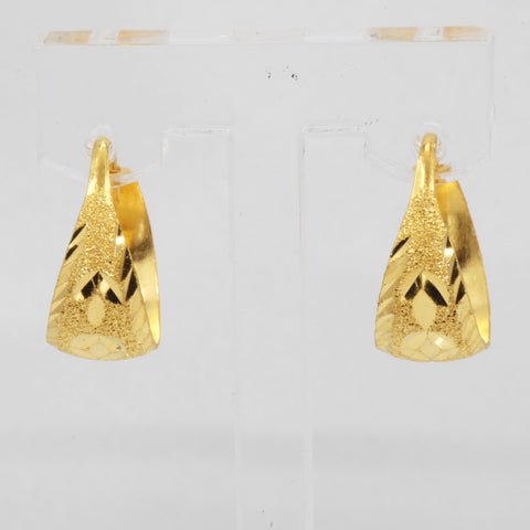 24K Solid Yellow Gold Star Hoop Earrings 3.9 Grams