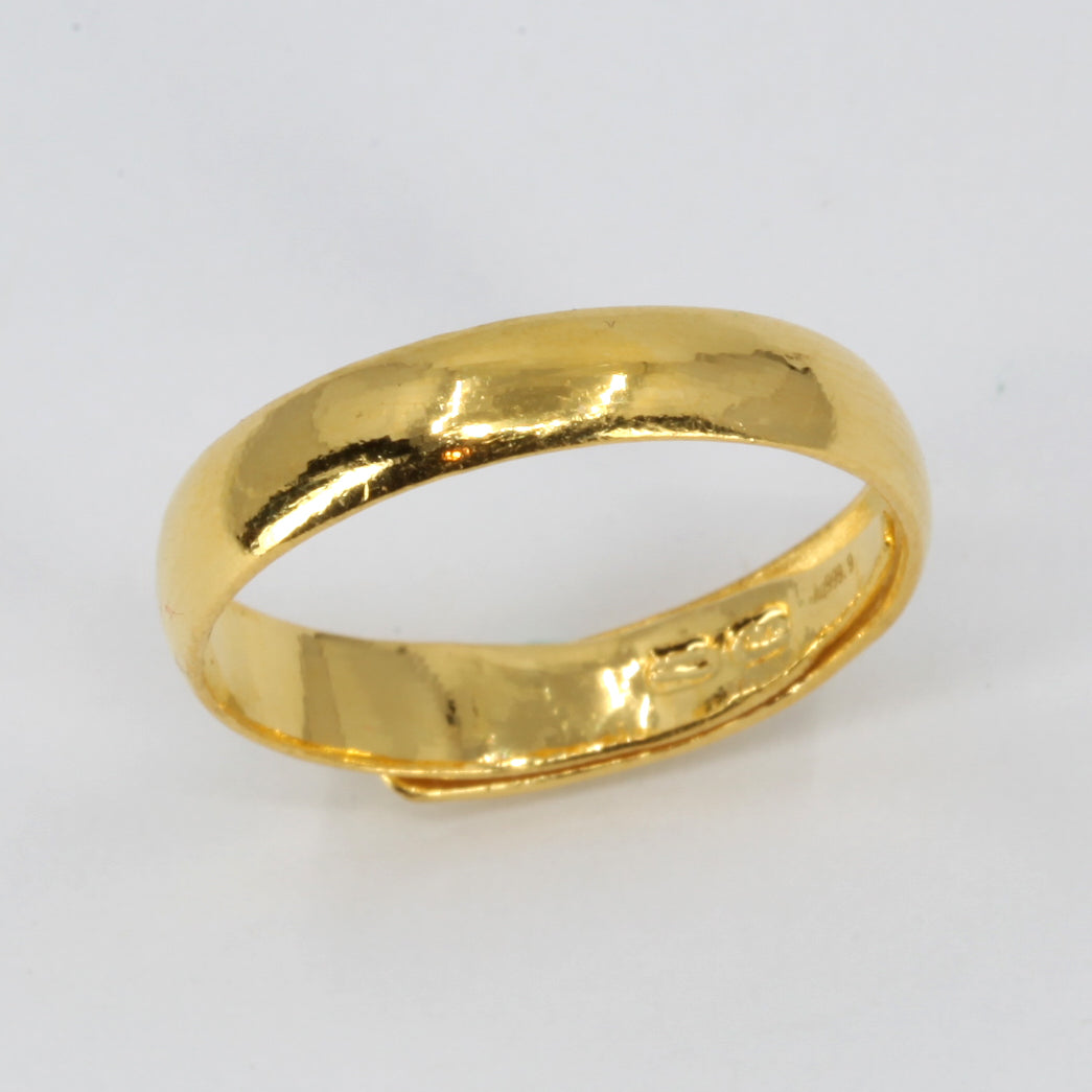 24K Solid Yellow Gold Men Women Plain Adjustable Ring Band 4.3 Grams