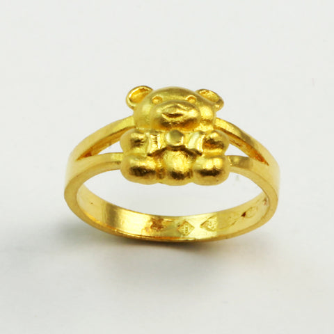 24K Solid Yellow Gold Bear Women Ring 3.8 Grams