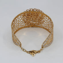 Load image into Gallery viewer, 18K Solid Yellow White Gold Woman Mesh Fashion Design Flower Soft Bangle 19.08 Grams
