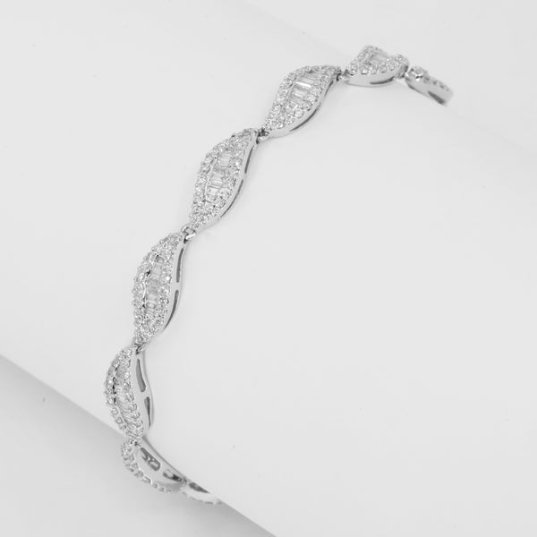 18K Solid White Gold Diamond Bracelet D2.50 CT