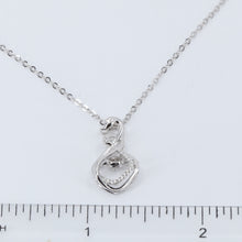 Load image into Gallery viewer, 18K Solid White Gold Round Link Chain Necklace with Diamond Swan Pendant 16&quot; - 18&quot; D0.082CT

