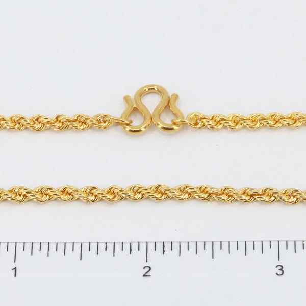 24K Solid Yellow Gold Rope Chain 39.4 Grams 24" 9999