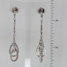 Load image into Gallery viewer, 18K Solid White Gold Diamond Hanging Flower Stud Earrings D2.38 CT

