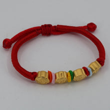 Load image into Gallery viewer, 24K Solid Yellow Gold Happy Kids Red String Bracelet 2.51 Grams
