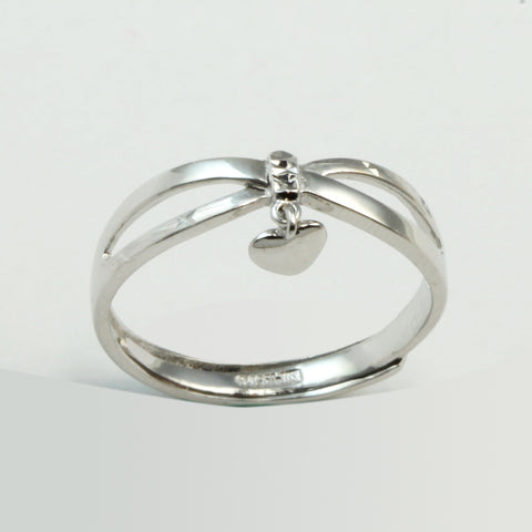 Platinum Women Hanging Heart Ring 2.9 Grams