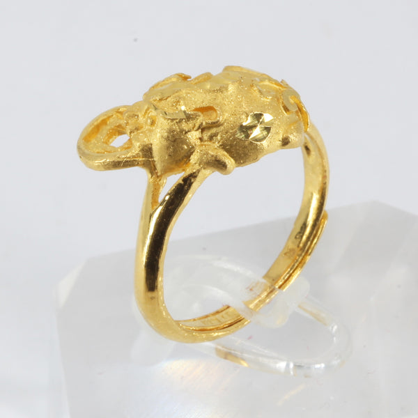 24K Solid Yellow Gold Fortune 金錢蟾蜍 Adjustable Ring 5.9 Grams