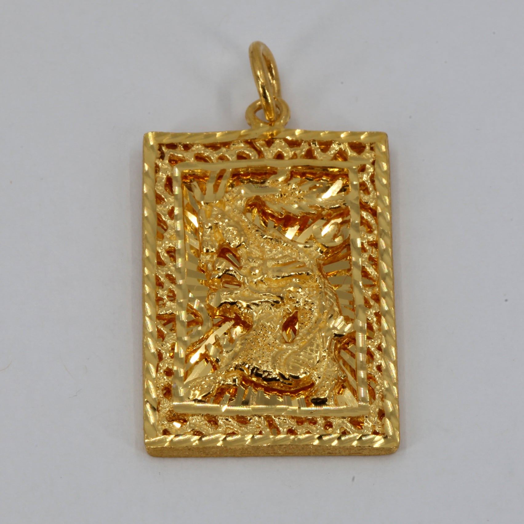 24k Gold Dragon Necklace 24K Solid Yellow Gold Zodiac 3D Dragon