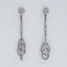 Load image into Gallery viewer, 18K Solid White Gold Diamond Hanging Flower Stud Earrings D2.38 CT
