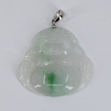 Load image into Gallery viewer, 14K Solid White Gold Buddha Jade Pendant 4.7 Grams
