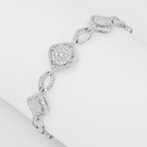 18K Solid White Gold Diamond Bracelet D2.03 CT