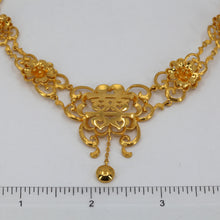 將圖片載入圖庫檢視器 24K Solid Yellow Gold Wedding Flower Double Happiness Chain Necklace 41.3 Grams
