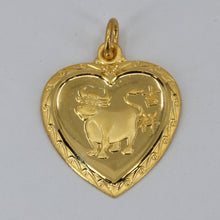 將圖片載入圖庫檢視器 24K Solid Yellow Gold Heart Zodiac Ox Cow Pendant 4.1 Grams
