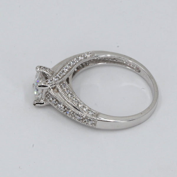 14K White Gold Cubic Zirconia Princess Cut Woman Engagement Ring 4.3 Grams