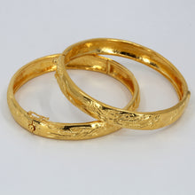 Load image into Gallery viewer, One Pair Of 24K Solid Yellow Gold Wedding Dragon Phoenix Bangles 31.5 Grams
