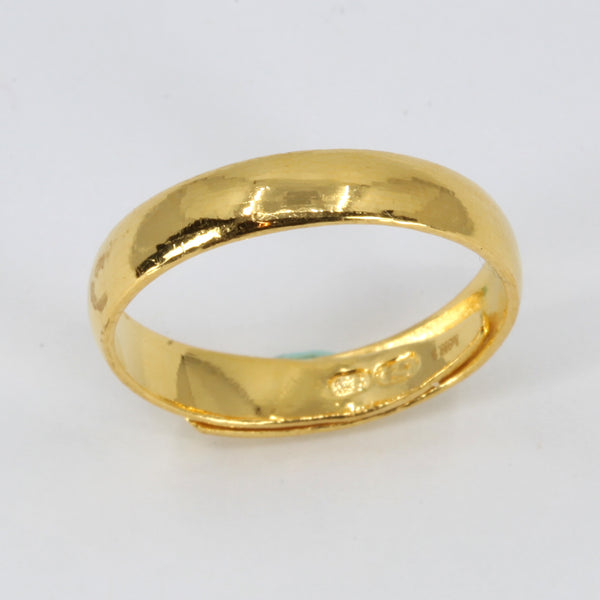 24K Solid Yellow Gold Men Women Plain Adjustable Ring Band 5.0 Grams