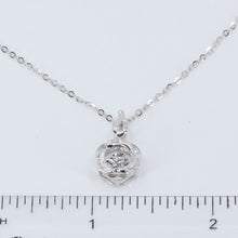 將圖片載入圖庫檢視器 18K Solid White Gold Round Link Chain Necklace with Diamond Pendant 16&quot; - 18&quot; D0.08CT
