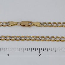 Load image into Gallery viewer, 14K Solid Two Tone Yellow White Gold Flat Stone Cut Cuban Link Chain 24&quot; 13.5 Grams
