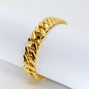 24K Solid Yellow Gold Men Cuban Link Bracelet 107.6 Grams – Royal