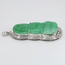 Load image into Gallery viewer, 18K Solid White Gold Diamond Jade Guan Yin Pendant 2.25&quot;
