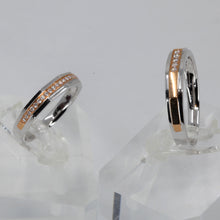 將圖片載入圖庫檢視器 18K Two Tone Solid White Yellow Gold Diamond Couple Wedding Rings Band D0.096 CT, D0.065 CT

