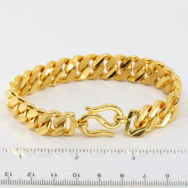 24K Solid Yellow Gold Men Cuban Link Bracelet 107.6 Grams