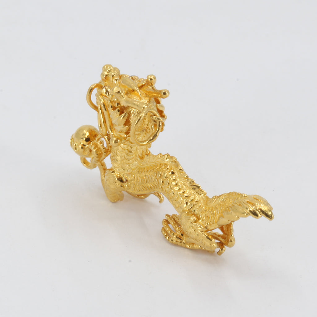 1pcs 24K Yellow Gold Pendant /Lucky 3D Hard Gold Dragon Tube