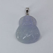 Load image into Gallery viewer, 14K Solid White Gold Buddha Purple Jade Pendant 7.6 Grams
