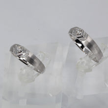 將圖片載入圖庫檢視器 18K Solid White Gold Diamond Couple Wedding Rings Band D0.12 CT, D0.18 CT
