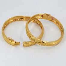 Load image into Gallery viewer, One Pair Of 24K Solid Yellow Gold Wedding Dragon Phoenix Bangles 27.8 Grams

