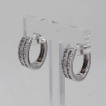 將圖片載入圖庫檢視器 14K Solid White Gold Diamond Hoop Earrings D0.60 CT
