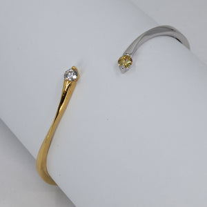 18K Solid Two Tone Gold Diamond Bangle D0.53 CT