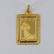 Load image into Gallery viewer, 24K Solid Yellow Gold Rectangular Zodiac Dog Pendant 3.7 Grams
