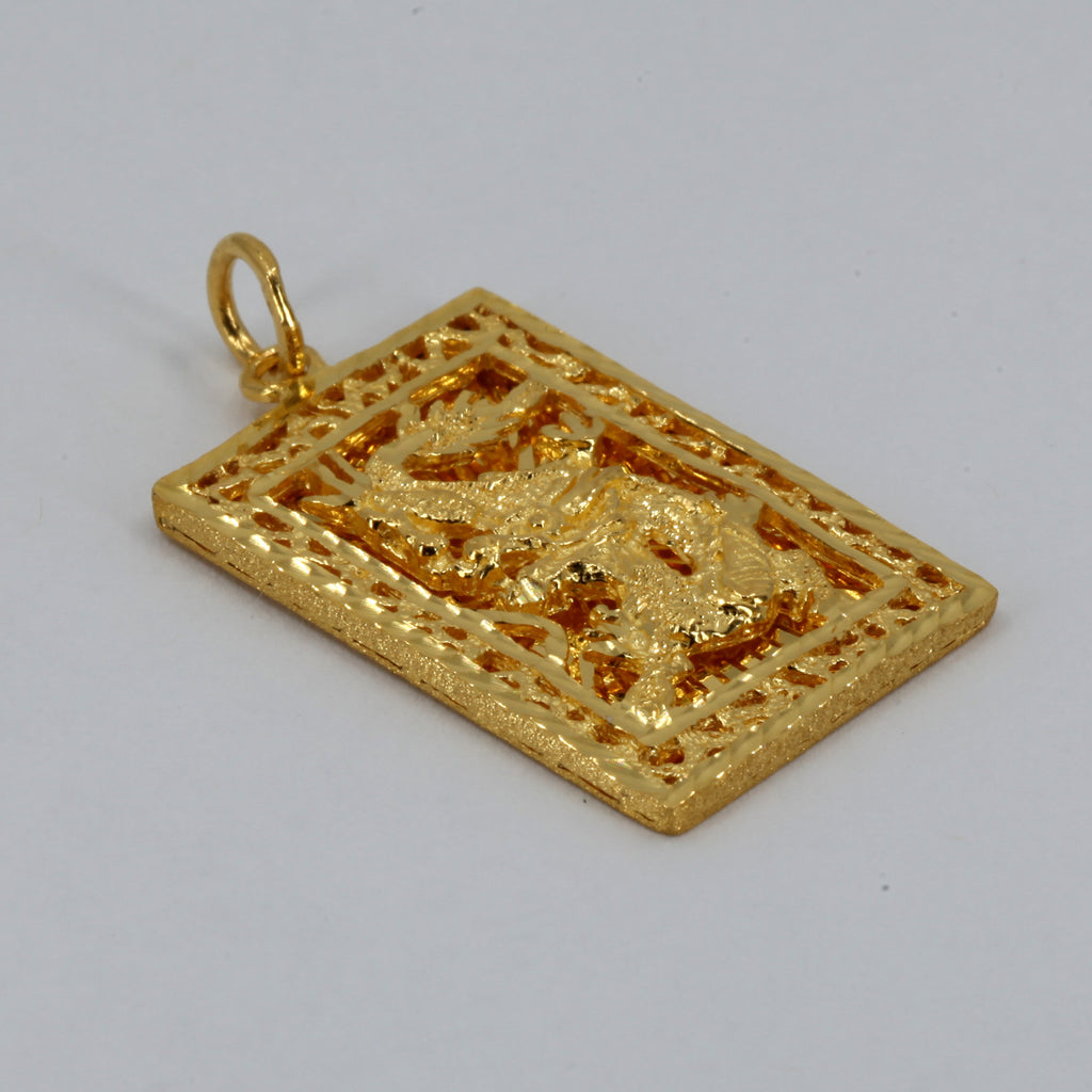 Dragon Charms for Necklace, 18K Gold Filled Charm Pendant with CZ, Rectangular Dragon Charms for Jewelry Making, One Piece #CR0004