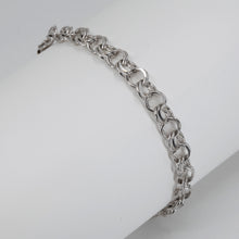Load image into Gallery viewer, 14K Solid White Gold Fancy Design Double Loop Circle Link Bracelet 8&quot; 8.8 Grams
